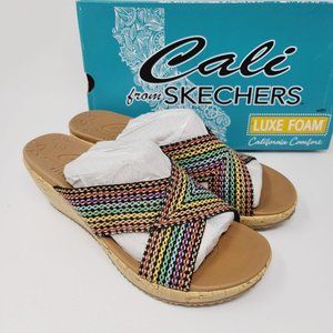 Skechers Womens Sandals Sz 9 Cali Beverlee Wedge Heel Multi Rainbow 38554